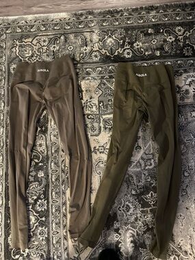 Aurola High-Waist Workout Leggings - Olive & Taupe